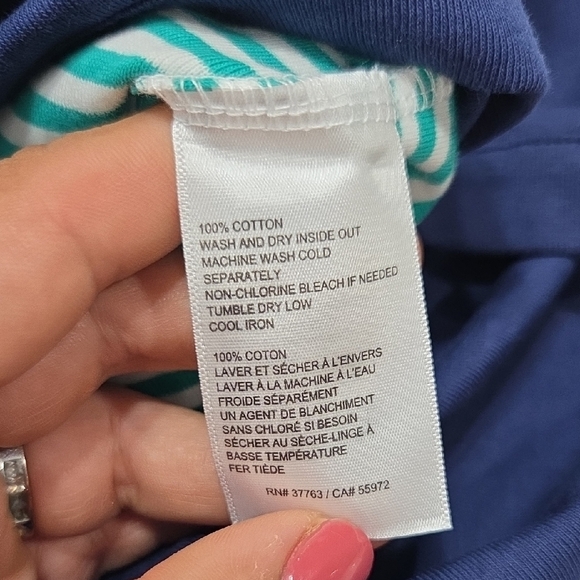 Rafaella Women's 3/4 Sleeves Blue and White Striped Blouse Sz L 100% Cotton New - Picture 6 of 10